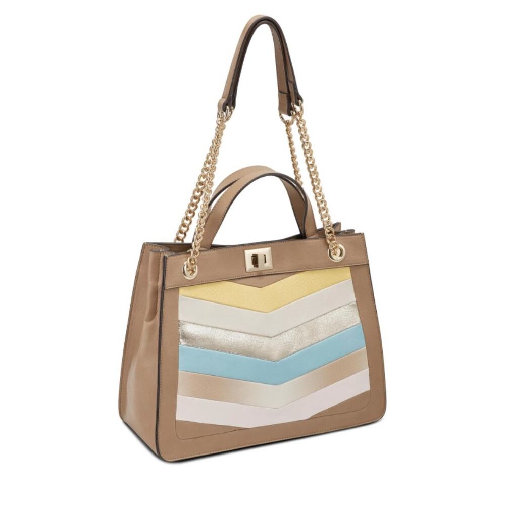INC International Concepts Pattii Chevron Bag NWT Tan Gold